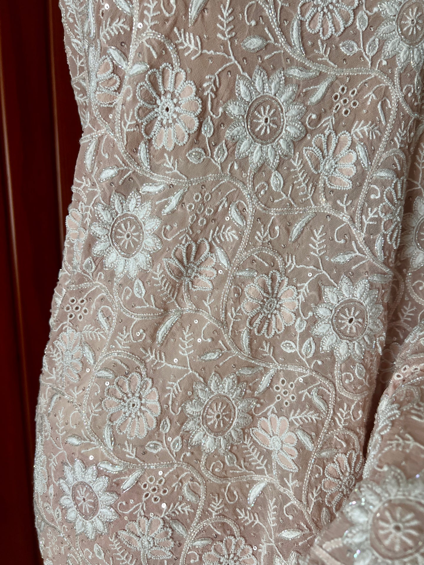 Suhaan Old Rose Pink 2 and 3 taar Chikankari Masterpiece Saree